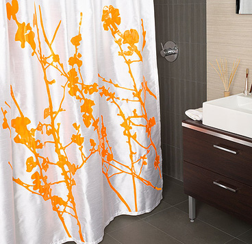 vivid orange shower curtain